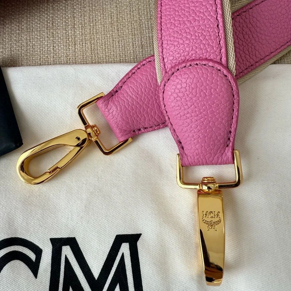 MCM Pink Visetos Structured Top Handle Satchel Like New - Picture 8 of 14